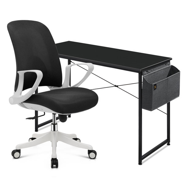 Inbox Zero Desk and Chair Rotable Chair with Wheels Desk with Storage